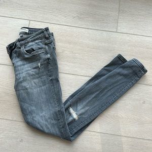 Zara skinny distressed gray denim jeans - size 4
